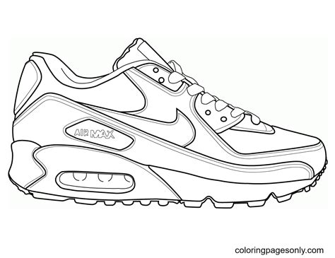 nike air kleurplaat|Nike Air Max 90 Sneaker Coloring Pages .